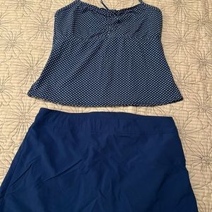Lands End tankini top with matching skort SZ 16